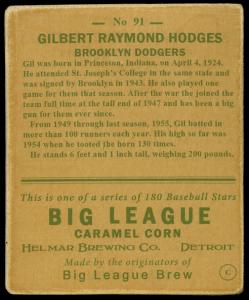Picture, Helmar Brewing, R319-Helmar Card # 91, Gil Hodges, Batting Stance, Brooklyn Dodgers
