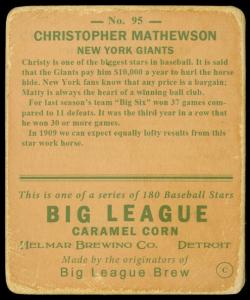 Picture, Helmar Brewing, R319-Helmar Card # 95, Christy MATHEWSON (HOF), Portrait, New York Giants