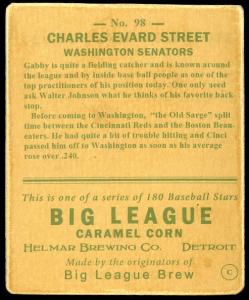 Picture, Helmar Brewing, R319-Helmar Card # 98, Gabby Street, Ready To Catch Ball, Washington Senators