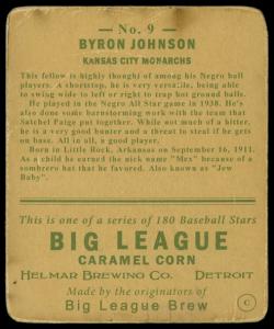 Picture, Helmar Brewing, R319-Helmar Card # 9, Byron Johnson, Kneeling, Kansas City Monarchs