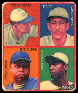 Picture of Helmar Brewing Baseball Card of Perucho Cepeda; Louis Tiant; Alex Radcliffe; Martin DIHIGO, card number 26 from series R321-Helmar