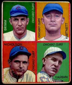 Picture, Helmar Brewing, R321-Helmar Card # 28, Charlie Grimm; Gabby HARTNETT (HOF); Bill Nicholson & Hippo Vaughn, NL NATIONAL, Chicago Cubs