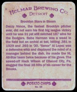 Picture, Helmar Brewing, R321-Helmar Card # 35, Babe Herman; Al LOPEZ (HOF); Dazzy VANCE (HOF); Hack WILSON (HOF);, NL NATIONAL, Brooklyn Dodgers