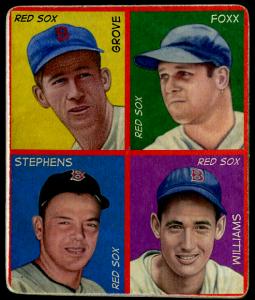 Picture, Helmar Brewing, R321-Helmar Card # 43, Lefty GROVE (HOF); Jimmie FOXX (HOF); Vern Stephens; Ted WILLIAMS (HOF);, AL AMERICAN, Boston Red Sox