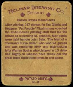 Picture, Helmar Brewing, R321-Helmar Card # 48, Si Johnson; Fred Fitzsimmons; John Sain; Warren Spahn (HOF);, NL NATIONAL, Boston Braves