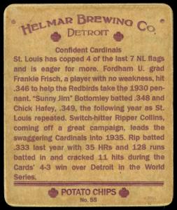 Picture, Helmar Brewing, R321-Helmar Card # 55, Chick HAFEY (HOF); Ripper Collins; Frank FRISCH (HOF); Jim BOTTOMLEY (HOF);, Portrait head shots, St. Louis Cardinals