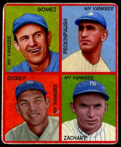 Picture, Helmar Brewing, R321-Helmar Card # 69, Lefty GOMEZ (HOF); Roger Peckinpaugh; Bill DICKEY (HOF); Tom Zachary;, AL AMERICAN, New York Yankees