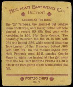 Picture, Helmar Brewing, R321-Helmar Card # 77, Earle COMBS, Herb PENNOCK, Tony LAZZERI & Babe RUTH, AL AMERICAN, New York Yankees