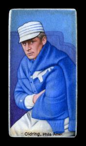Picture, Helmar Brewing, T206-Helmar Card # 558, Rube Oldring, Cold; blue heavy sweater, Philadelphia Athletics