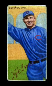 Picture, Helmar Brewing, T206-Helmar Card # 584, Bob Bescher, Blue uniform, arm outstretched, Cincinnati Reds