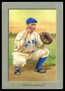 Picture, Helmar Brewing, T3-Helmar Card # 130, Wally Schang, Catching crouch, no mask, New York Yankees
