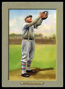 Picture, Helmar Brewing, T3-Helmar Card # 142, Ross YOUNGS (HOF), Arms out for fly ball, New York Giants