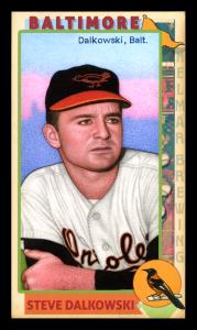 Picture, Helmar Brewing, This Great Game 1960s Card # 102, Steve Dalkowski, Leaning forward, arms folded, Baltimore Orioles