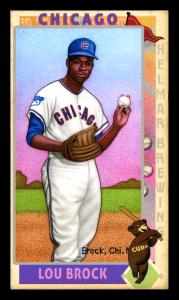 Picture, Helmar Brewing, This Great Game 1960s Card # 113, Lou BROCK, Knees up; ball in hand, Chicago Cubs