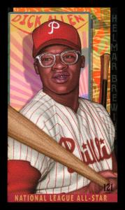 Picture, Helmar Brewing, This Great Game 1960s Card # 121, Dick Allen, Clear glasses, bat off shoulder, Philadelphia Phillies