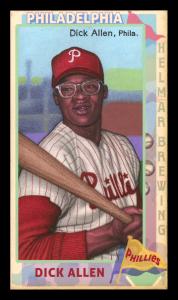 Picture, Helmar Brewing, This Great Game 1960s Card # 121, Dick Allen, Clear glasses, bat off shoulder, Philadelphia Phillies