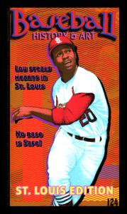 Picture, Helmar Brewing, This Great Game 1960s Card # 124, Lou BROCK, Twisting, looking after batted ball, St. Louis Cardinals