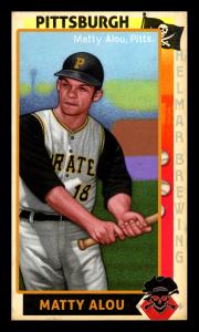 Picture, Helmar Brewing, This Great Game 1960s Card # 12, Matty Alou, Batting helmet; hands together on bat, Pittsburgh Pirates