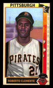 Picture, Helmar Brewing, This Great Game 1960s Card # 135, Roberto CLEMENTE, Batting helmet, arms at side, Pittsburgh Pirates