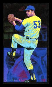 Picture, Helmar Brewing, This Great Game 1960s Card # 140, Don DRYSDALE, Full body pitching, Los Angeles Dodgers