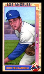 Picture, Helmar Brewing, This Great Game 1960s Card # 141, Ron Perranoski, Follow through throw; glove at belt, Los Angeles Dodgers