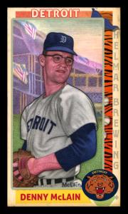 Picture, Helmar Brewing, This Great Game 1960s Card # 144, Denny McClain, Glasses, looking over shoulder, Detroit Tigers