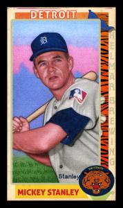 Picture, Helmar Brewing, This Great Game 1960s Card # 153, Mickey Stanley, Patch on sleeve, batting pose, Detroit Tigers
