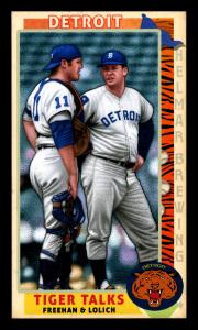 Picture, Helmar Brewing, This Great Game 1960s Card # 155, Bill Freehan; Mickey Lolich;, Talking together on mound, Detroit Tigers