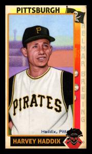 Picture of Helmar Brewing Baseball Card of Harvey Haddix, card number 15 from series This Great Game 1960s