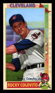 Picture, Helmar Brewing, This Great Game 1960s Card # 160, Rocky Colavito, Batting, bat outside frame, Cleveland Indians