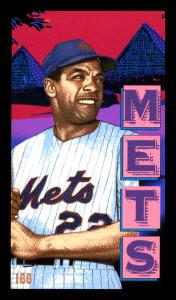 Picture, Helmar Brewing, This Great Game 1960s Card # 166, Don Clendenon, Leaning back, smiling with bat up, New York Mets
