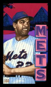 Picture, Helmar Brewing, This Great Game 1960s Card # 166, Don Clendenon, Leaning back, smiling with bat up, New York Mets