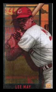 Picture, Helmar Brewing, This Great Game 1960s Card # 173, Lee May, Facing viewer; hat and bat cocked, Cincinnati Reds