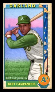 Picture, Helmar Brewing, This Great Game 1960s Card # 17, Bert Campaneris, Wrists taped, batting pose, Oakland Athletics