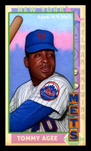 Picture, Helmar Brewing, This Great Game 1960s Card # 184, Tommy Agee, Head & shoulders batting stance, New York Mets