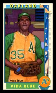 Picture, Helmar Brewing, This Great Game 1960s Card # 187, Vida Blue, Glove, hand at waiste, Oakland Athletics