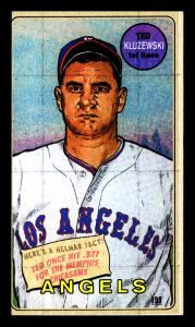 Picture, Helmar Brewing, This Great Game 1960s Card # 193, Ted Kluszewski, Hand/mitt at chest, Los Angeles Angels