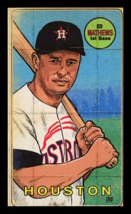 Picture, Helmar Brewing, This Great Game 1960s Card # 199, Eddie MATHEWS, Bat horizontal at knees, Houston Astros