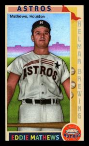 Picture, Helmar Brewing, This Great Game 1960s Card # 199, Eddie MATHEWS, Bat horizontal at knees, Houston Astros