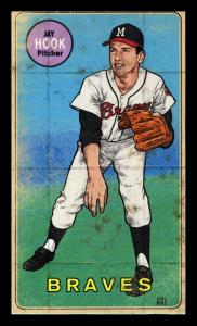 Picture, Helmar Brewing, This Great Game 1960s Card # 201, Jay Hook, Big Glasses, headshot, Milwaukee Braves