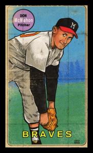 Picture, Helmar Brewing, This Great Game 1960s Card # 202, Don McMahon, Portrait, orange sky, Milwaukee Braves