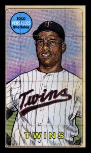 Picture, Helmar Brewing, This Great Game 1960s Card # 206, Zoilo Versailles, Bunting, close up, Minnesota Twins