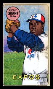 Picture, Helmar Brewing, This Great Game 1960s Card # 207, Mudcat Grant, hand over knee, ball, Montreal Expos