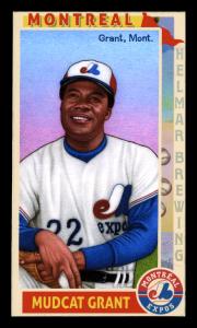 Picture, Helmar Brewing, This Great Game 1960s Card # 207, Mudcat Grant, hand over knee, ball, Montreal Expos