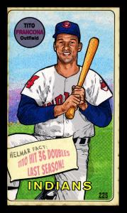 Picture, Helmar Brewing, This Great Game 1960s Card # 225, Tito Francona, red sleeves, blue hat, Cleveland Indians