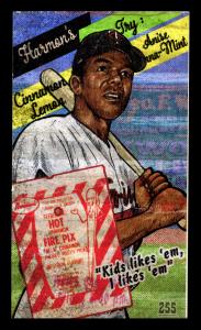 Picture, Helmar Brewing, This Great Game 1960s Card # 255, Tony Oliva, Side sitting with glove, turned to viewer, Minnesota Twins