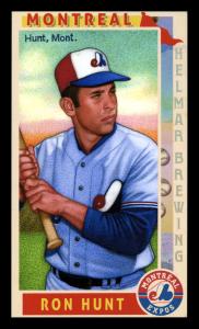 Picture, Helmar Brewing, This Great Game 1960s Card # 256, Ron Hunt, Belt up batting, side view, Montreal Expos