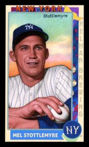 Picture, Helmar Brewing, This Great Game 1960s Card # 264, Mel Stottlemyre, Close portrait, fingers on ball, New York Yankees