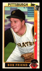 Picture, Helmar Brewing, This Great Game 1960s Card # 273, Bob Friend, Looking to his right, close pitching pose, Pittsburgh Pirates