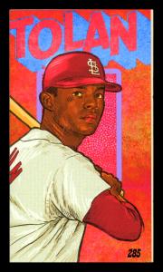 Picture, Helmar Brewing, This Great Game 1960s Card # 285, Bobby Tolan, Bat behind head, St. Louis Cardinals